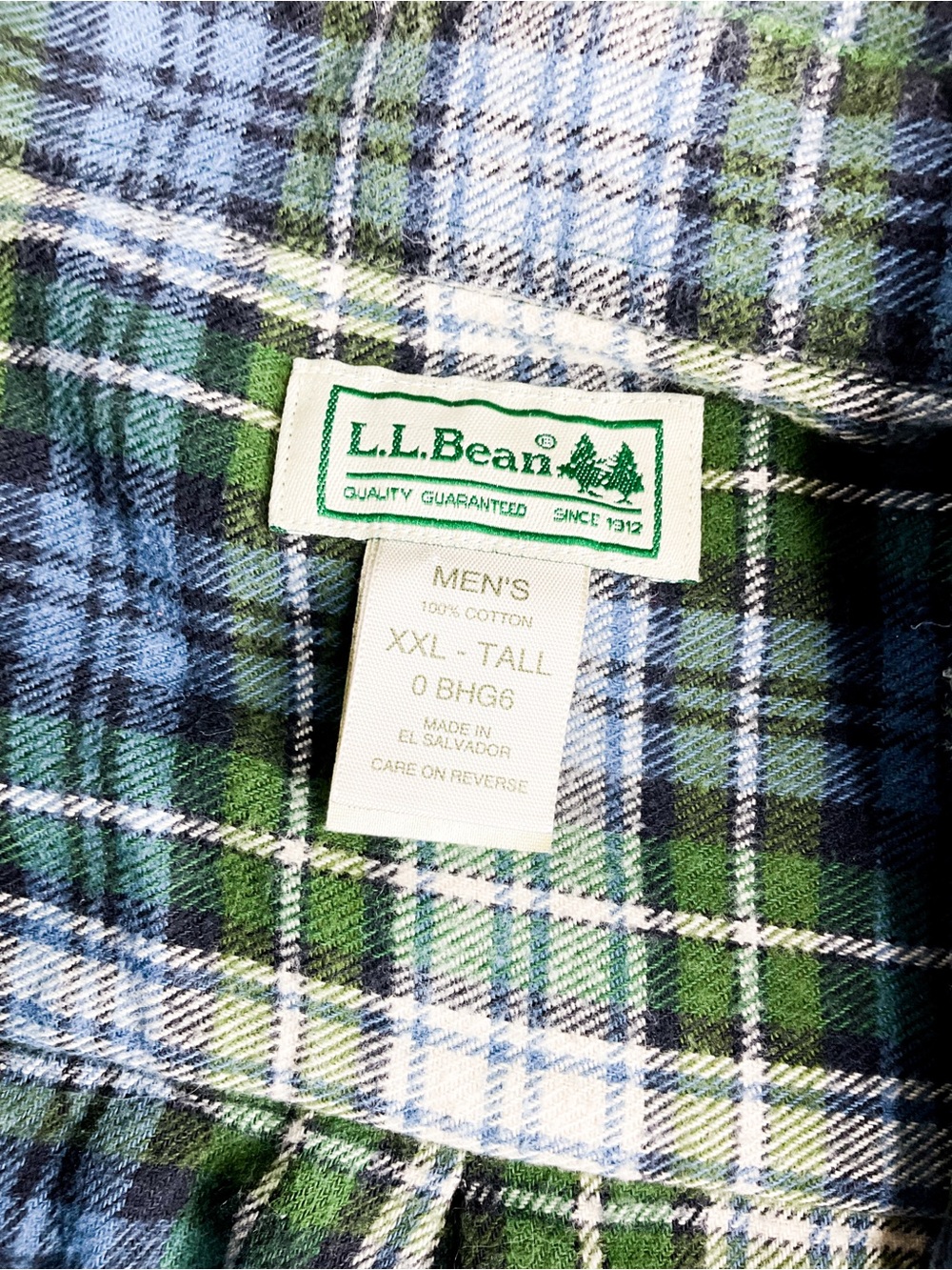 Vintage Eddie Bauer Green & Blue Soft Cotton Plaid Shirt - Picture 5 of 11